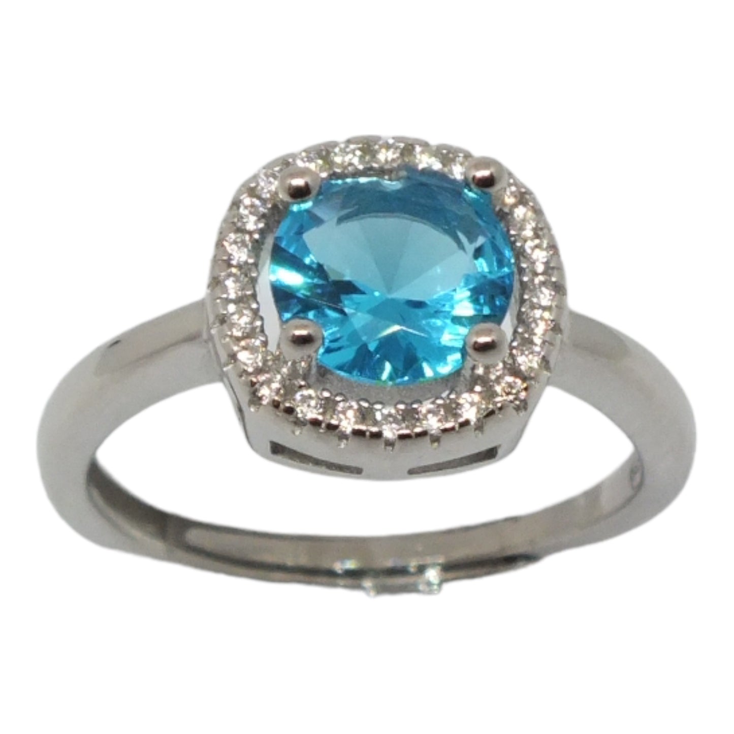 March Birthstone Silver Ring - خاتم فضة حجر ميلاد شهر مارس