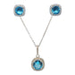 March Birthstone Aquamarine Necklace & Earrings Silver Miniset-طقم فضة سلسال و حلق حجر ميلاد شهر مارس