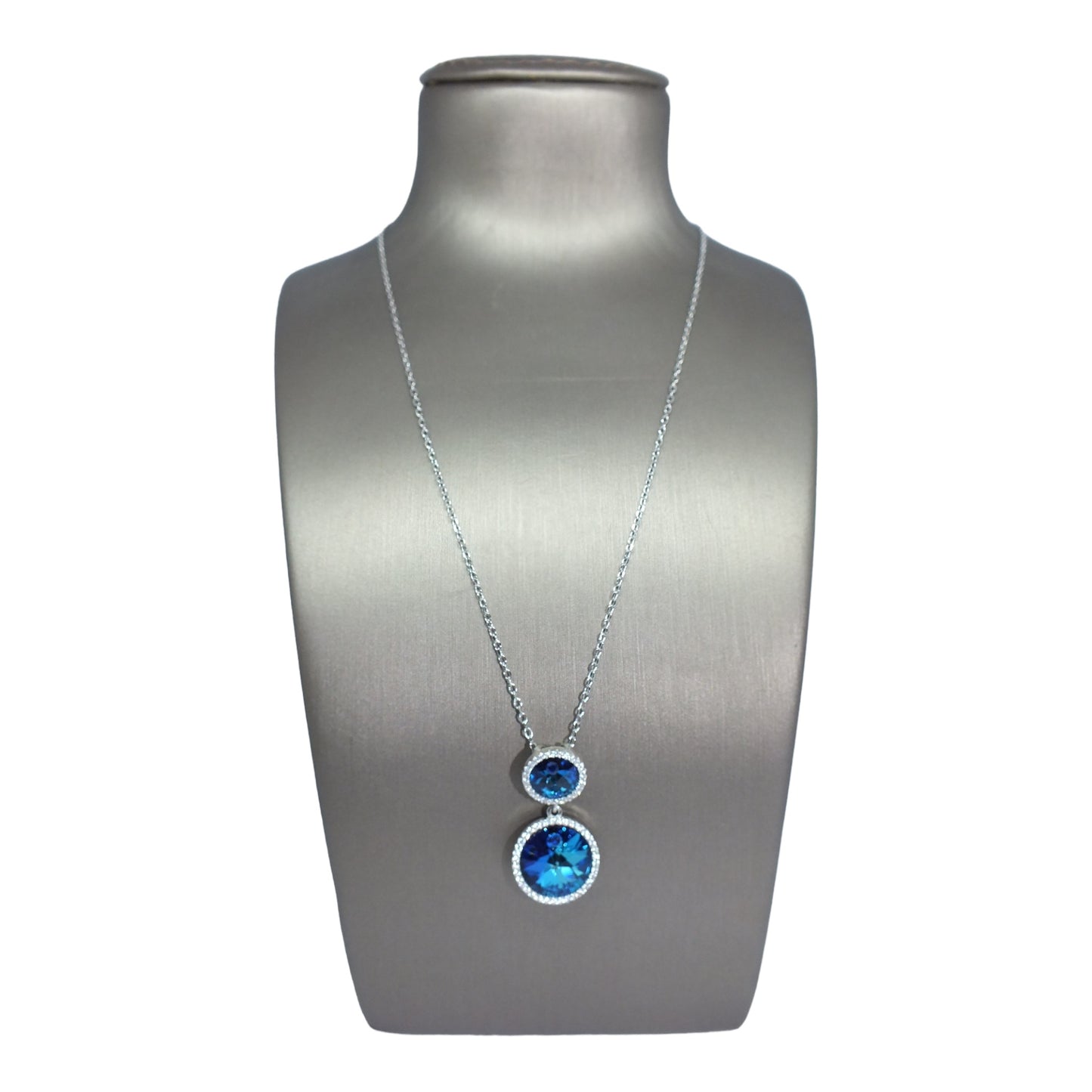 Blue Stone Silver Necklace- سلسال فضة حجر ازرق