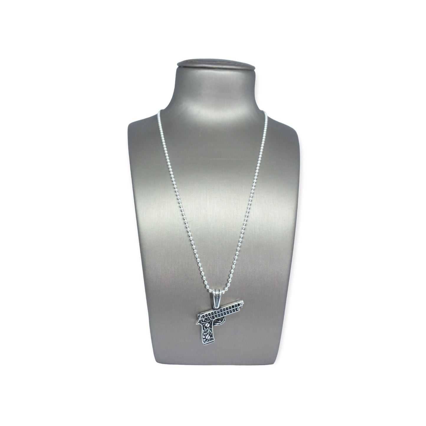 Men Silver Gun Necklace- سلسال فضة رجالي